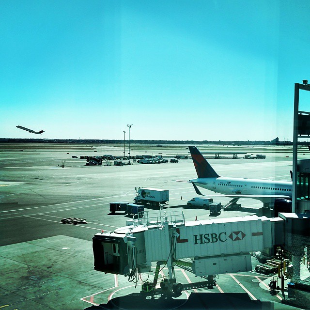 Here is todays view from my mobile office at JFK. Late flight = thankful for delta club.